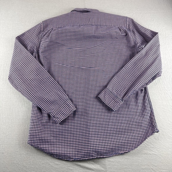 Gap Standard Fit Stretch Shirt Mens M Pink Blue Gingham Long Sleeve Button Up - Picture 2 of 6